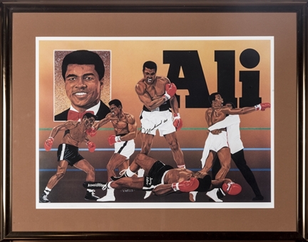Muhammad Ali Autographed LE 465/500 Ali vs. Liston Framed Print by Artist V. Wells (PSA/DNA)